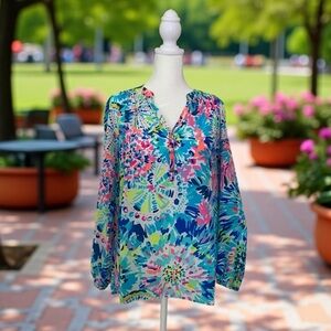 Lilly Pulitzer Elsa Silk Blouse Size Small